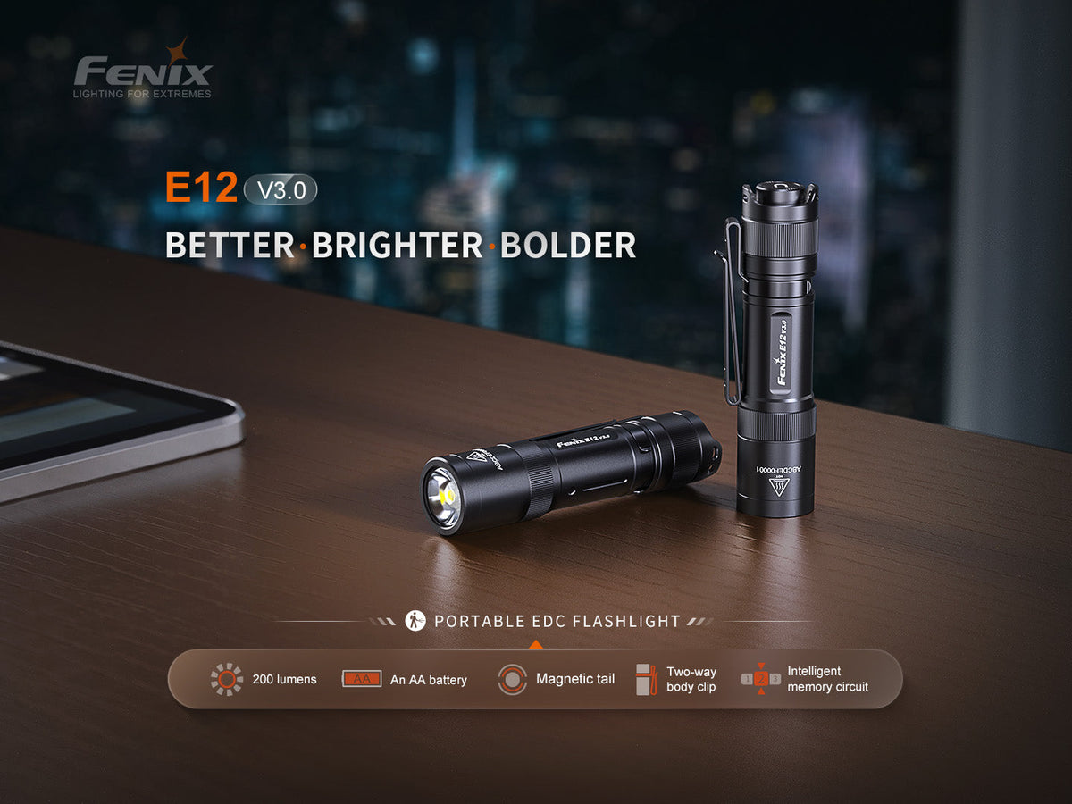 fenix edc flashlight Fenix E12 V3 Pocket EDC AA Flashlight – Ice Strong Outdoors