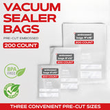 200 Count 6x9 Vacuum Sealer Bags - Textured on Both Sides, 7.5 Mil Thickness
