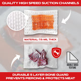 Vacuum Sealer Roll - 11 in x 150 ft, Textured on Both Sides, 7.5 Mil Thickness