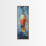 Nautical buoy, coastal wall art, nautical painting, rustic decor, fisherman painting, tall narrow art, framed canvas print