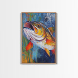 Trout Painting, Fly Fishing Art, Rustic Decor, Lake Tahoe Art, Nautical Wall Art, Coastal Decor, Framed Canvas Print, Gift Idea