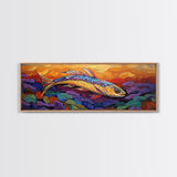 Colorful Fish Painting, Vibrant Sea Life, Abstract Ocean Creature, Marine Fantasy Style, Framed Canvas Print, Kids Room Underwater Art