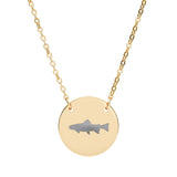 Trout Silhouette Circle Necklace — Engraved Fishing Pendant