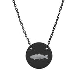 Engraved Circle Necklace with Sawtooth Fish