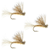 3 Pack Barbless Tan X Caddis Emerging Caddis Adult Fly - Size 16
