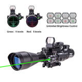 Pinty Nova 3-in-1 4-12x50 SFP Rifle Scope Combo, Green Laser
