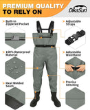 DikaSun Chest Waders with Boots — Lightweight Bootfoot Waders for Men & Women, Duck Hunting & Fly Fishing (US Sizes, Grey))