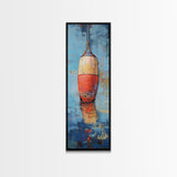 Nautical buoy, coastal wall art, nautical painting, rustic decor, fisherman painting, tall narrow art, framed canvas print