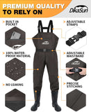 DikaSun Lightweight Bootfoot Chest Waders with Boots — Men & Women Fishing Waders for Duck Hunting & Fly Fishing (US Sizes, Brown)