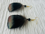 Michigan Wild Turkey Feather Earrings With Glass Beads Sustainable Natural Style