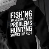 Outdoorsman’s Therapy Hoodie – Fishing & Hunting Problem Solver Pullover, Rugged Sportsman Apparel, Unisex