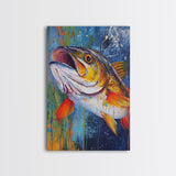 Trout Painting, Fly Fishing Art, Rustic Decor, Lake Tahoe Art, Nautical Wall Art, Coastal Decor, Framed Canvas Print, Gift Idea