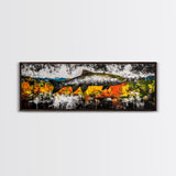 Salmon Wall Art, Rustic Fish Painting, Fishing Cabin Decor, Nature Wildlife Print, Lakehouse Art, Fall Colors, Framed Canvas Print
