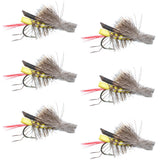 Barbless Daves Hopper Yellow Foam Grasshopper Fly - 6 Flies Size 12