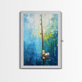 Fishing Rod Painting, Fly Fishing Art, Nautical Wall Art, Outdoor Enthusiast Decor, Rustic Cabin Art, Framed Canvas Print