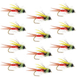 Tungsten Bead Head Nicks Prince Special Nymph Fishing Flies - 12 Flies Hook Size 12