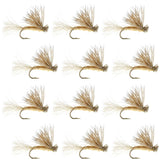 Barbless Tan X Caddis Emerging Caddis Adult Fly - 12 Flies Size 18