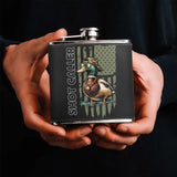 Personalized Shot Caller Hunting Leather Flask - Gift Idea For Hunting Lover/Him/Her/Father's Day/Birthday