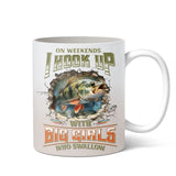 Personalized Fishing Largemouth Bass Break Through Wall Coffee Mug - Gift Idea For Fishing Lover/Father's Day/Birthday - On Weekends I Hook Up With Big Girls Who Swallow