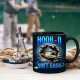Personalized Fishing Largemouth Bass Break Through Wall Black Coffee Mug - Gift Idea For Fishing Lover/Father's Day/Birthday - Part Time Hooker