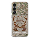 Custom Personalized Deer Hunting Heart Phone Case - Gift Idea For Couple - God Blessed The Broken Road That Led Me Straight To You - Case For iPhone And Samsung