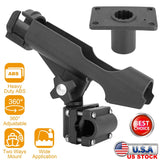 Boat Fishing Pole Rod Holder 360¡ Rotatable Kayak Side Rail Mount Adjustable Folding Rod Holder w/ Large Clamp