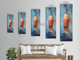 Nautical buoy, coastal wall art, nautical painting, rustic decor, fisherman painting, tall narrow art, framed canvas print