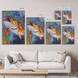 Trout Painting, Fly Fishing Art, Rustic Decor, Lake Tahoe Art, Nautical Wall Art, Coastal Decor, Framed Canvas Print, Gift Idea