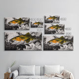 Trout Fish Art, Rustic Fishing Wall Art, Wildlife Painting, Extra Wide Art, Nature Lover Gift, Framed Canvas Print, Cabin Wall Decor