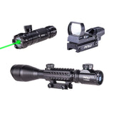Pinty Nova 3-in-1 4-12x50 SFP Rifle Scope Combo, Green Laser