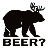 Deer Bear Beer Decal – Funny Hunting Vinyl Car Sticker 7240