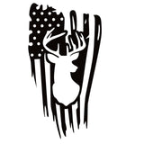 Deer Head USA Flag Decal – Buck Head Back Image Window Sticker – 7418
