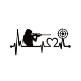 Female Shooting Rifle Lifeline Target Shooting Window Decal Sticker - 7446