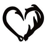 Fish Hook and Antler Heart Decal – Hunting & Fishing Couple Vinyl Sticker 7552