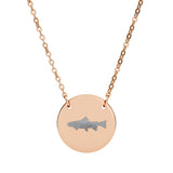 Trout Silhouette Circle Necklace — Engraved Fishing Pendant
