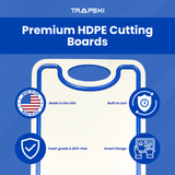 TRAPSKI Premium 1/2 Inch Thick HDPE Cutting Boards | Food-Grade Kitchen Prep Surface | Juice Grooves | Made in the USA