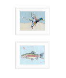 Shore Searching Mallard And Fish Fine Art Print