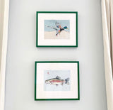 Shore Searching Mallard And Fish Fine Art Print