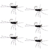 Barbless Pat's Barred Rubber Legs Tungsten Bead Jigged Black Euro Nymph  - Set of 6 Flies Hook Size 6