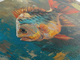 Trout, fish, colorful painting, fisherman painting, rustic wall art, trout art, framed canvas print, extra wide art, gift idea