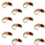 Bead Head Tan Brown Caddis Larva Nymph 12 Flies Hook Size 14