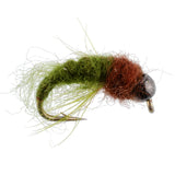 Bead Head Olive Brown Caddis Larva Nymph 12 Flies - Hook Size 14
