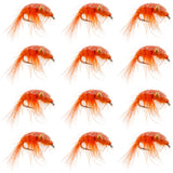 Orange Beaded Shrimp Scud Pattern - 1 Dozen Size 16 - Tailwater Lake Fly Fishing Nymph