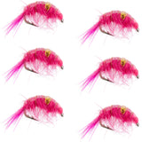 Pink Beaded Shrimp Scud Pattern - 6 Flies - Size 16 - Tailwater Lake Fly Fishing Nymph
