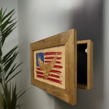 American Flag Patriotic Eagle Secure Hidden Gun Storage Concealment Furniture Firearm Shelf