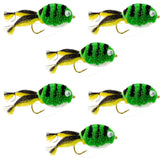 Messingers Frog Bass Fly Fishing Bug 6 Flies Hook Size 4 Wide Gape Bass Hooks With Weed Guard