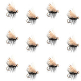 Black Elk Hair Caddis Classic Trout Dry Fly - 12 Flies Size 10