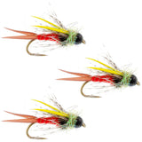 3 Pack Tungsten Bead Head Nicks Prince Special Nymph Fishing Flies - Hook Size 16