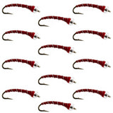 Mercury Red Blood Midge - Glass Bead Head 12 Flies Size 20