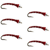 Mercury Red Blood Midge - Glass Bead Head 6 Flies Size 18